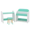 DSZ Keezi kids bookshelf and table chair set with toy storage, 2-in-1 bookcase and desk