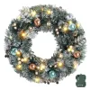 DSZ Jingle Jollys 60cm Christmas Wreath with LED Lights Snowy Garland Xmas Decor