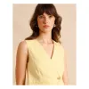 Myer: Piper European Linen Asymmetrical Button Vest in Lemon