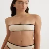 Toteme Stripe Edge Strapless Bikini Top - LIGHT HAY 056 / XXS