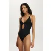 Body Keyhole Strappy One Piece Brazilian - black