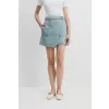 Denim Wrap Mini Skirt - Aged Soft Wash [6, 4] {two}