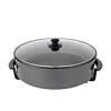 Healthy Choice 38CM Electric Kitchen Skillet with Nonstick Coated Grill Pan & Glass Lid Cover, Indoor Countertop Cooking Pan with Temperature Control & Handle Compact Easy Clean {Countertop Cooktops, Electric Pans & Hot Plates} (Household Appliances)