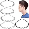 5 PCS)Metal Hair Band for Men Women's Hair Hoop Clips, Proxima Direct Unisex Black Wavy Spring Headband for Men's Hair Accessories Bands Simple Elastic Non Slip Wide Headwear for Outdoor Sporters. {Headbands} (Hair Care)