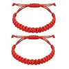 fytease 2PCS String for Women Men Handmade Red Black Buddhist Tibetan Woven Rope Bracelet for Protection and Luck Friendship Bracelet, middle, String, Alloy, no gemstone {Bracelets}