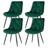 Artiss Set of 4 Velvet Diamond Tufted Green {Dining Chairs}