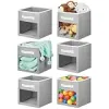 mDesign Fabric Nursery/Playroom Closet Storage Organizer Bin Box with Front Handle/Window for Cube Furniture Shelving Units, Hold Toys, Clothes, Diapers, Bibs, Jane Collection, 6 Pack - Gray/White {Boxes} (Furniture)