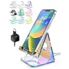 TOPGO Acrylic Phone Stand, Clear Phone Holder for Office Desk, Vanity, Kitchen Counter, Bedside Table, Compatible with iPhone 17 16 15 14 13 12 Pro Max Plus/Smartphones/iPad/Switch - Iridescent Color {Stands} (Mobile)