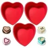 REECAGO Heart Shaped Cake Tin, 3pcs 8 Inch Silicone Love Cake Moulds, Cake Baking Pan Non-Stick Quick Release Suitable Baking Tray for Muffins Puddings Bread, DGGH8 {Baking Sets} (Kitchen & Dining)