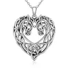 Horse Necklace Celtic Knot Heart Love Irish Sterling Silver Horse Gifts for Women Animal Couple Pendant Good Luck Irish Jewelry {Necklaces} (Jewellery)
