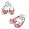 King Lucky Clip-on Earbuds Wireless Bluetooth 5.4 Open Ear Headphones with Detachable Flower Earrings,IPX5 Waterproof, 50H Play,Jewelry Ear Buds,Comfortable for Women,for Gift,Parties (Pink) {In-Ear Headphones} (Mobile)