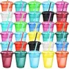 Cups with Straws and Lids Kids Tumbler with Straw Reusable Water Bottle Iced Coffee Travel Mug Cup Adults Plastic Cups for Parties Birthdays 16 oz (Modern Colors, 30 Pack) {Tumblers} (Warehouse)