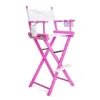 La Bella Folding Tall Chair Beench Wood Humor Movie Director 76cm - Beech Wood Pink - Ideal for makeup artists, beauty salons, film sets and events with a portable foldable design. {Directors Chairs} (Furniture)