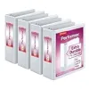 Cardinal Performer 3-Ring Binders, 3", Non-Locking Slant-D Rings, 725-Sheet Capacity, ClearVue Presentation, Non-Stick, PVC-Free, White, 4-Pack (27600) {Binders & Binder Accessories} (Warehouse)