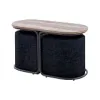 La Bella 3-Piece Coffee Table & Ottoman Set – Modern Industrial Living Room Furniture with 2 Padded Stools, Linen Upholstery & MDF Wood Tabletop – Space-Saving Design, Black {Coffee Tables} (Furniture)