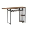 Artiss Industrial Bar Table Foldable w/Wine Rack & Built-in Cup Holder - Extendable and Foldable Tabletop, with Wine Rack & Cup Holder, All-in-One Convenience, Rustic Brown & Black {Bar Tables} (Furniture)