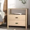 Artiss Bedside Table 2 Drawers Open Shelf Storage Nightstand Cabinet Pine {Bedside Tables} (Furniture)