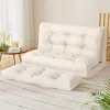 Artiss Floor Lounge Sofa Bed Chair Recliner Chaise Pillow Leather White - Foldable Lounger for Home Bedroom Living Small Space {Floor Chairs} (Furniture)