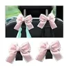 Mandark 2PCS Car Seat Headrest Hooks, Cute Bow Vehicle Hooks for Purses and Bags, Automotive Purse Hook Hanger Interior Decoration Accessories, Universal for SUV, Sedan, Truck (Pink Line) {Seat Accessories} (Automotive)