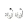 925 Sterling Silver Flower Stud Half Hoop for Women Small Comfy Cluster Flower C Hoop Cartilage Helix Piercing Ball Studs {Earrings} (Jewellery)