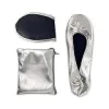 Stylish Foldable for Women Portable Roll Up Travel Shoes for Wedding Bridesmaid Includes Carrying Pouch, Black, Small {Ballet Flats} (Shoes)
