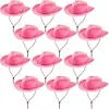 Hicarer 12 Pieces Western Cowboy Hat Set Felt Wide Brimmed Plastic Cowgirl Party Hats for Men Women Adult Costume (Pink), Pink, Medium {Costume Headwear} (Warehouse)