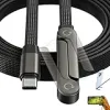 240W USB C to USB C Ultra Fast Charging Cable with Invisible Stand Flat Phone Charger 90 Degree Right Angle Plug T Shaped Foldable Stand Multi Functional Cord Black 4.9 Ft {USB Cables} (Computers)