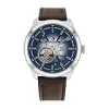 Tommy Hilfiger Men's Oliver Dark Brown Leather Automatic Watch, 1791888, Blue, 44 mm {Wrist Watches} (Watches)