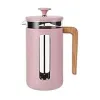 La Cafetiere Pisa Cafetiere 8 Cup 1.0L | Stylish Borosilicate Glass French Press with Wood Handle|Pink {Coffee Makers} (Kitchen Appliances)