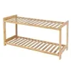 Casa Decor 2-Tier Bamboo Shoe Stool - Stylish Storage, Compact Design, Durable Bamboo, Multipurpose Use, Space-Saving, Oak Finish {Free Standing Shoe Racks} (Furniture)