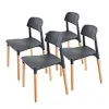 La Bella Belloch Replica Retro Set of 4 – Black – Polypropylene Seat, Beech Wood Legs, Stackable - Modern Minimalist Style for Home, Office, Café {Dining Chairs} (Furniture)
