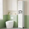 Artiss Bathroom Storage Cabinet 170cm Tall Slim Organiser Toilet Corner Adjustable Shelf Louver Door White {Floor Cabinets} (Furniture)