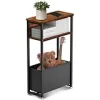 Nesting Coffee Table Set Table Set, Oval Coffee Table with Metal Legs and Wooden Dining Room, Bedroom Side Table end Table Slim Sofa Table Bedside Table with Magazine Rack (Black) {End Tables} (Furniture)