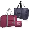 Foldable Travel Duffel Bag (2-Pack), Weekender Overnight Bag for Airlines & Carry-On Luggage - Lightweight Sport Duffle - Perfect for Women & Girls (Deep Red & Black) {Travel Duffels} (Luggage)
