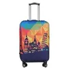 Explore Land Luggage Cover Fits 18-32 Inch Luggage (S: 18-22 Inch, Modern City, Vivid Color Printing, Enhanced Dirt & Scratch Protection) {Suitcase Covers} (Luggage)