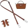 Jiesinlov Leather Bag Shoulder Strap Crossbody Adjustable Replacement Conversion Kit Compatible with Mini xs le pliage Handbag Cognac Straps (Brown-Silver) {Luggage Straps} (Warehouse)
