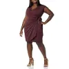 Amazon Essentials Women's Classic Cap Sleeve Wrap Dress (Available in Plus Size), Burgundy, 4X {Casual} (Warehouse)
