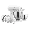 KitchenAid White KSM195 300W 10 Speed Tilt-Head Stand Mixer, Scraper, Whisk, Flex Edge Beater, Pastry Beater, Dough Hook, 4.7L & 2.8L Stainless Steel Bowls, Pouring Shield {Stand Mixers} (Household Appliances)