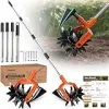 Pankay Rotary Hand Tiller for Gardening, Garden Cultivator Tool with Tilling Blade, 63’’ Adjustable Stainless Steel Poles Cultivators for Gardening, Lawn Care, Reseeding Grass, Soil Mixing {Hand Tools} (Power Tools)