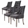 LA BELLA Tufted with Nailhead Studs- Set of 4 Elegant Kitchen, Bedroom & Dining Room Chairs (Black) {Dining Chairs} (Furniture)
